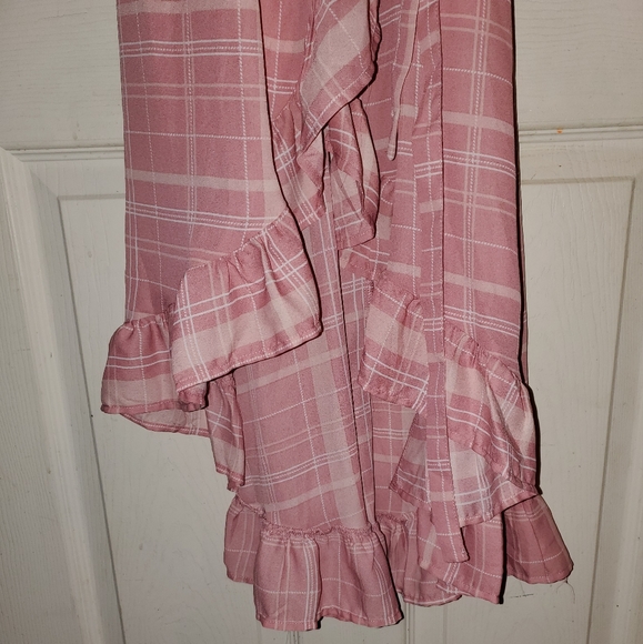 NWT Francesca's Mi Ami Pastel Plaid High Low Wrap Dress - Picture 7 of 14